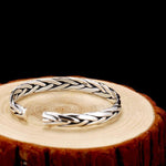 Bracelet Jonc Homme Argent Tressé - Vignette | Steampunk Store