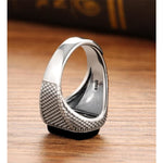 Black Stone - Silver Onyx Men's Signet Ring - Vignette | Steampunk Store