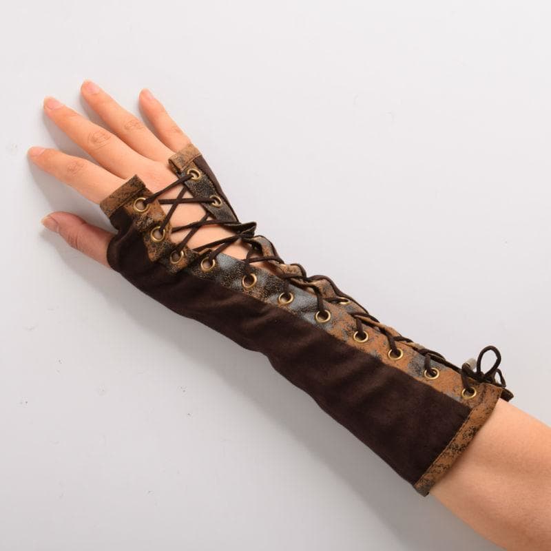 Gant Aviateur Steampunk En Cuir Marron Foncé - Taille M, Neuf (sans étiquette)