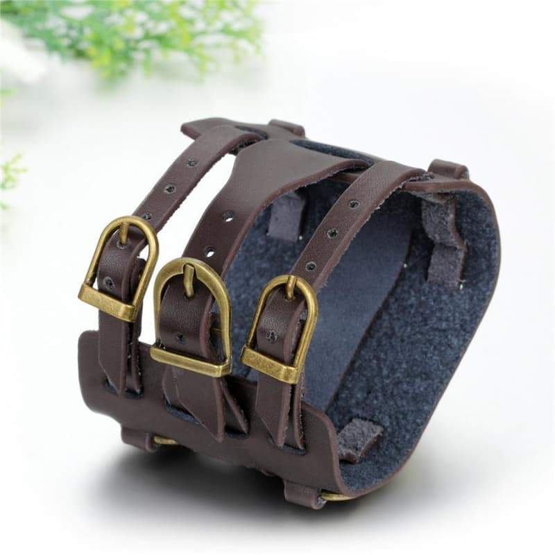 Montre Aviateur Homme bracelet en cuir marron vue arrière | Steampunk-Store