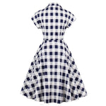 Blue and White Long Dress - Vintage Checkerboard - Vignette | Steampunk Store