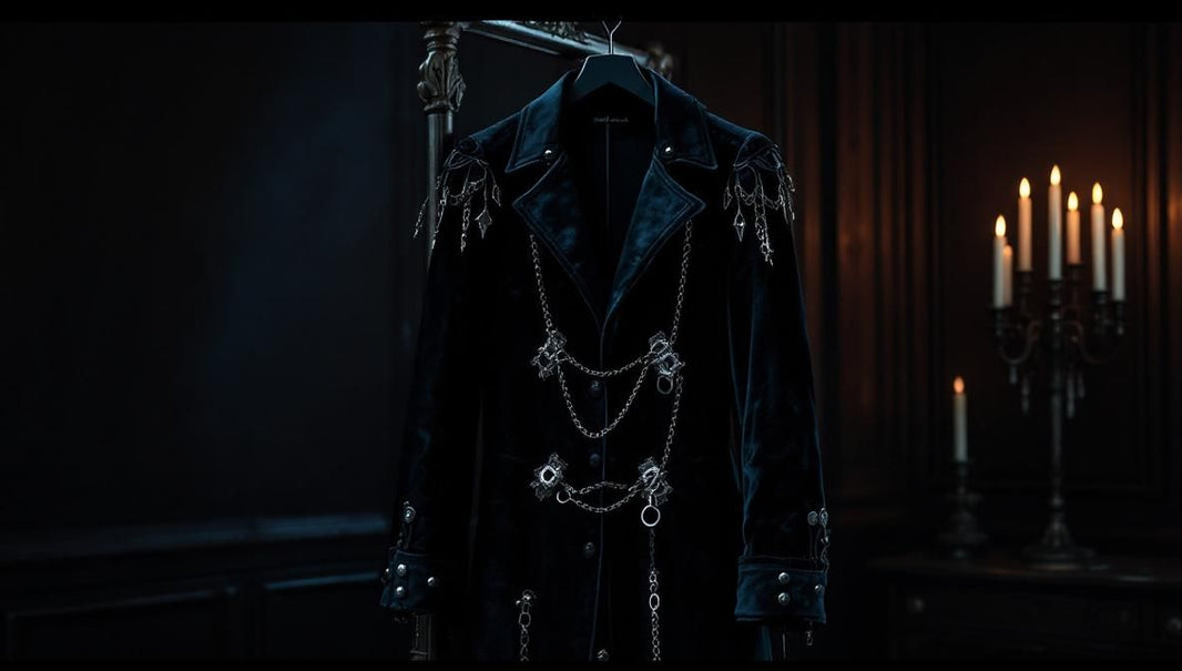 Manteau gothique victorien en velours noir