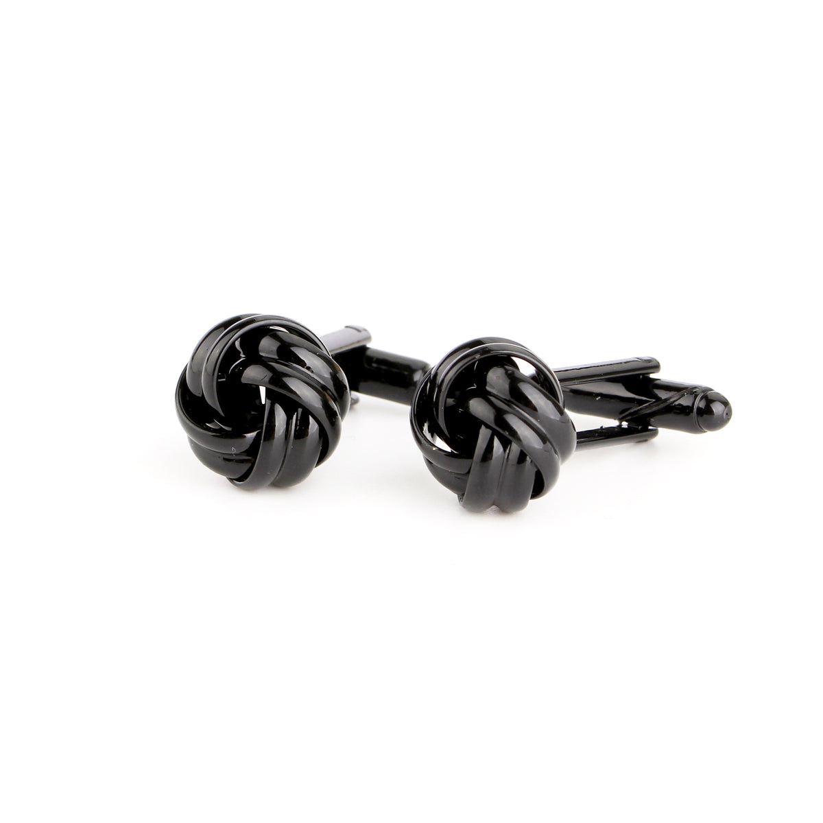 Interlaced Knot Cufflinks - Ashford — Black finish: knots and posts