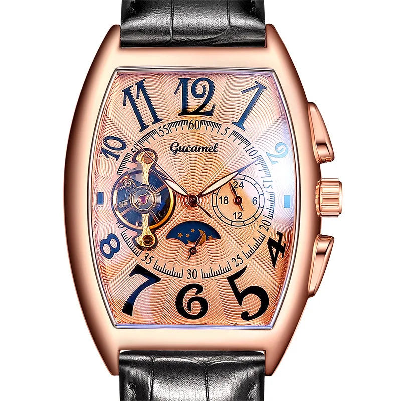 Montre Automatique Tonneau Homme à Cœur Ouvert - Or rose, cadran cuivré