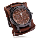 Montre Quartz Homme Cuir Large - Bracelet Vachette Vintage ou Punk - Vignette | Steampunk Store