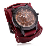 Montre Quartz Homme Cuir Large - Bracelet Vachette Vintage ou Punk - Vignette | Steampunk Store