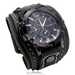 Montre Quartz Homme Cuir Large - Bracelet Vachette Vintage ou Punk - Vignette | Steampunk Store