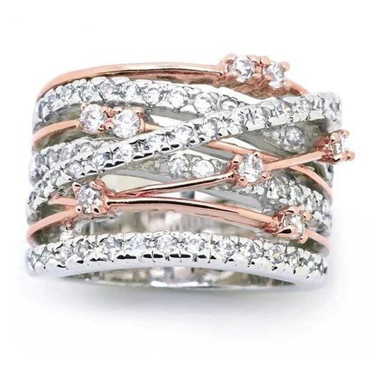 Bague Argent Femme Originale - Tresses Ajourées, éclats de zircon