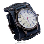 Montre Quartz Homme Cuir Large - Bracelet Vachette Vintage ou Punk - Vignette | Steampunk Store