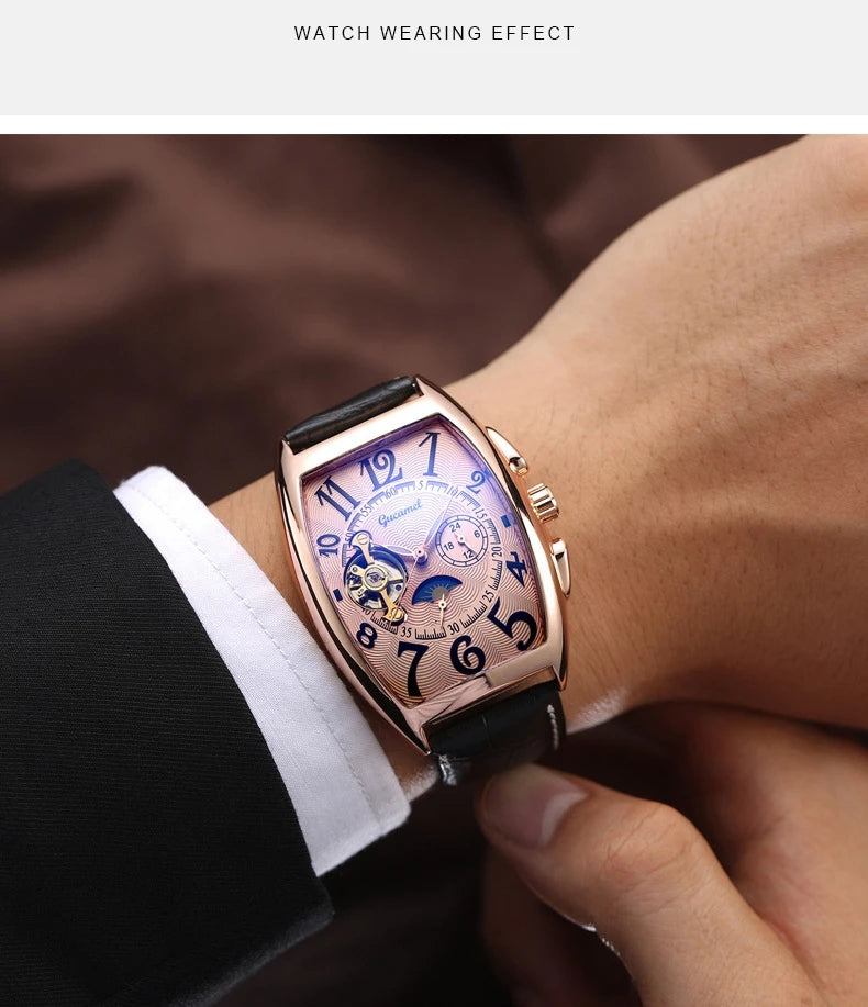 Montre Automatique Tonneau Homme à Cœur Ouvert - vue 19