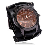Montre Quartz Homme Cuir Large - Bracelet Vachette Vintage ou Punk - Vignette | Steampunk Store