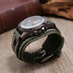 Montre Quartz Homme Cuir Large - Bracelet Vachette Vintage ou Punk - Vignette | Steampunk Store