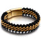 Bracelet Nordic Style Steampunk — Cuir Noir Tressé et Chaîne Acier Doré - Photo 8
