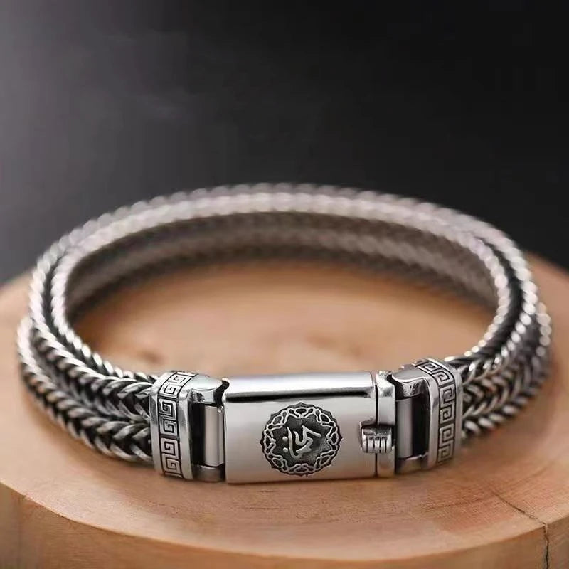 Bracelet Lion Tressé Homme en Argent S925 - vue du fermoir 3