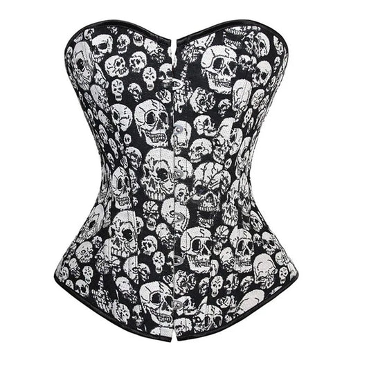 Corset Tête de Mort - overbust garni de crânes