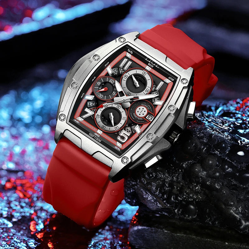 Montre Quartz Vintage — Rétro Futur - Bleu, Noir, Orange