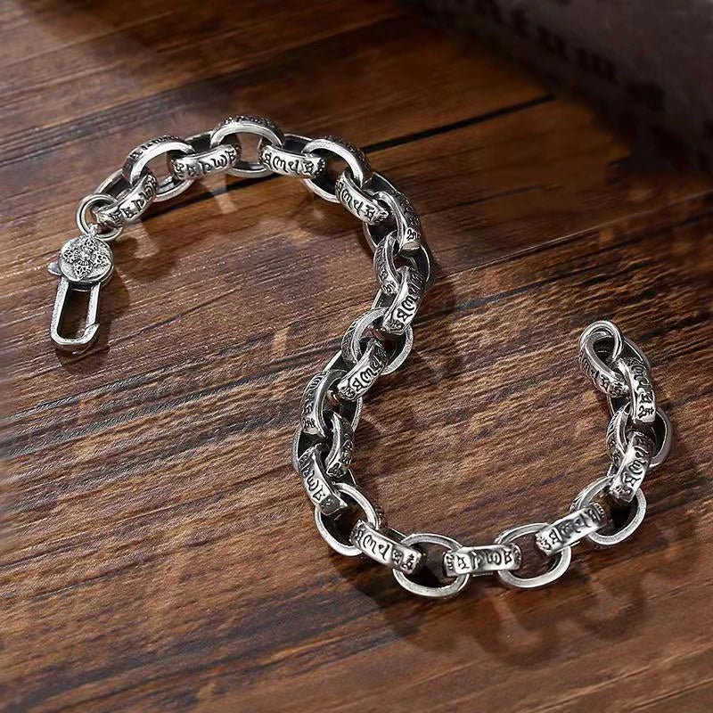 Bracelet Vajra Gravé Homme en Argent S925 - détail du motif 2