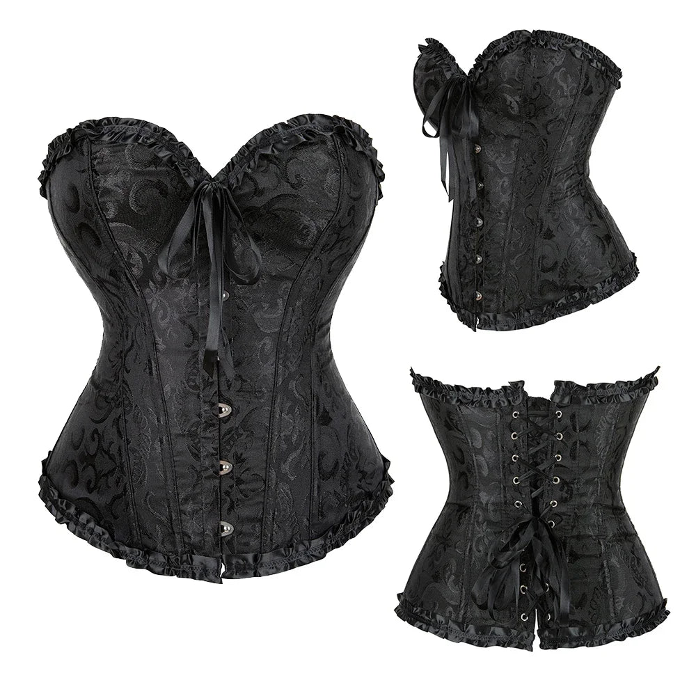 Sage Green Victorian Jacquard Corset - detail 11