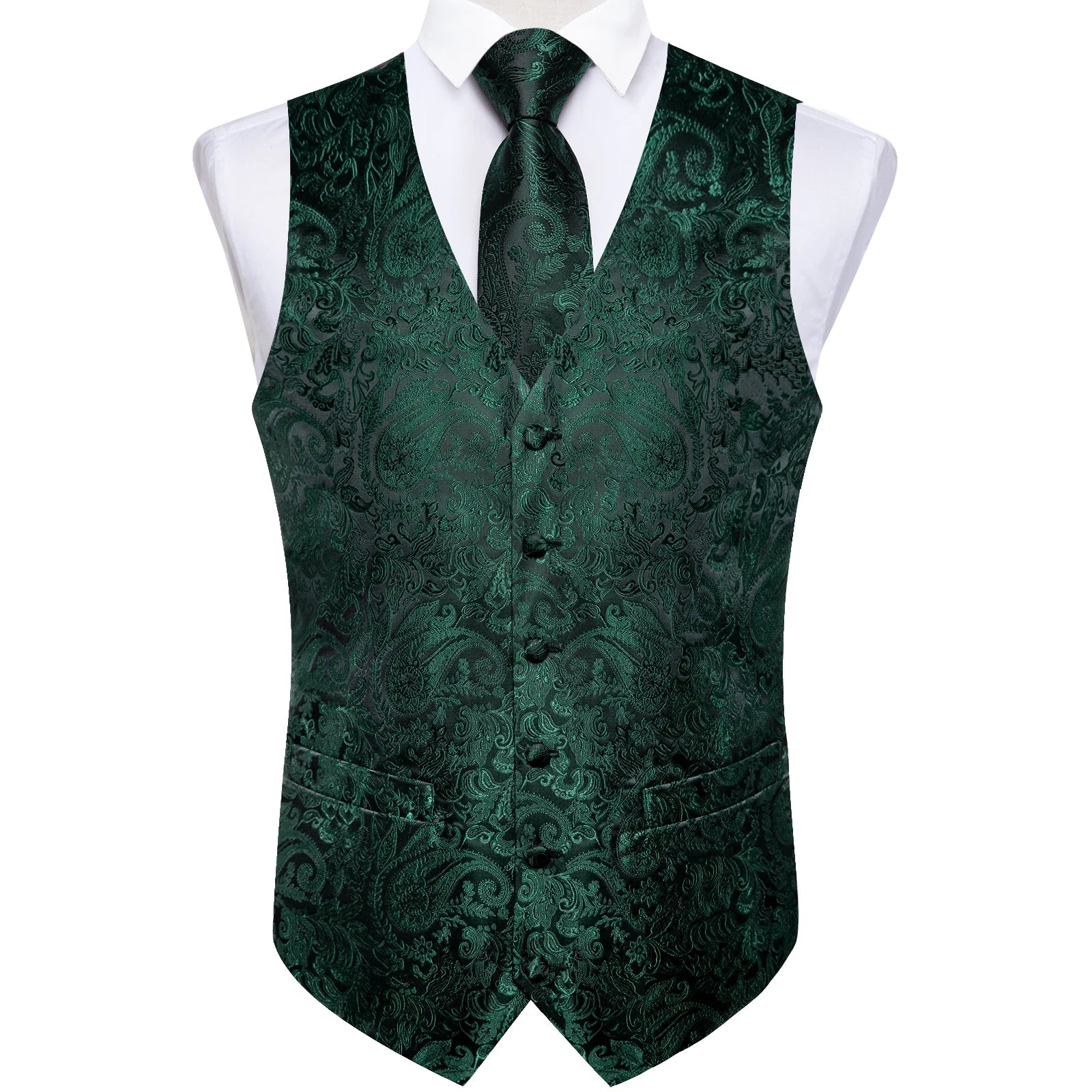 Gilet Jacquard Vert Émeraude Homme - détail 4