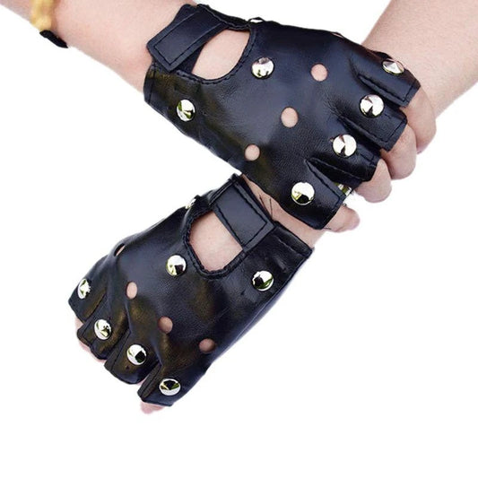 Black Leather Gloves for Women - Glam Rock