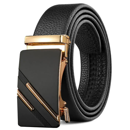 Ceinture Cuir Noir - Boucle Dorée - H.G. Wells