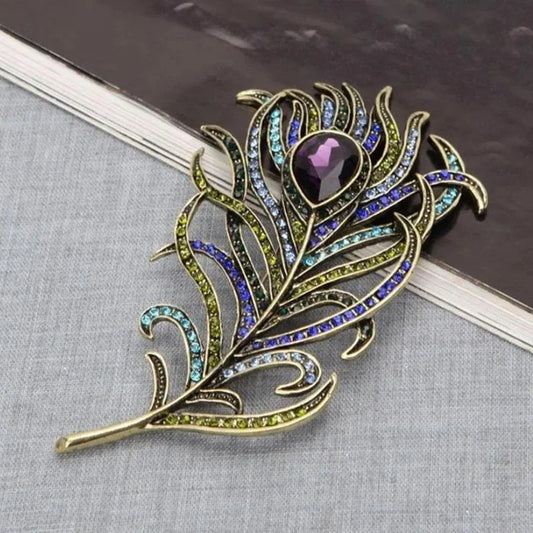 Steampunk brooch<br> Vintage Feather