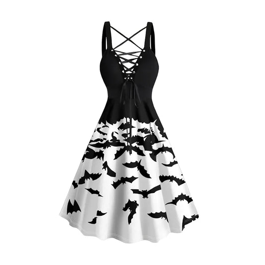 Robe Noir et Blanc - Imprimé Chauve-souris