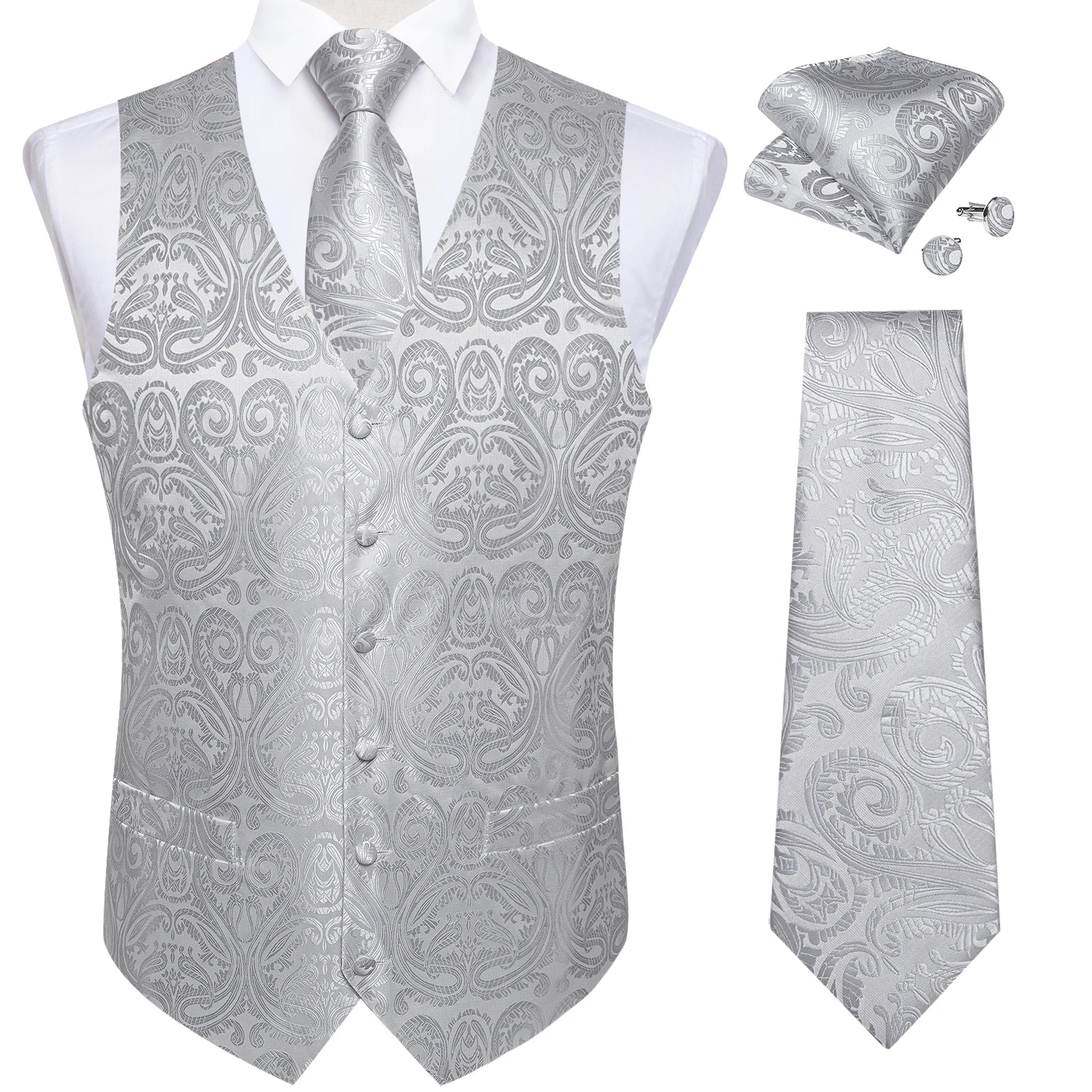 Gilet Paisley Homme - Jacquard Coloré - détail 32
