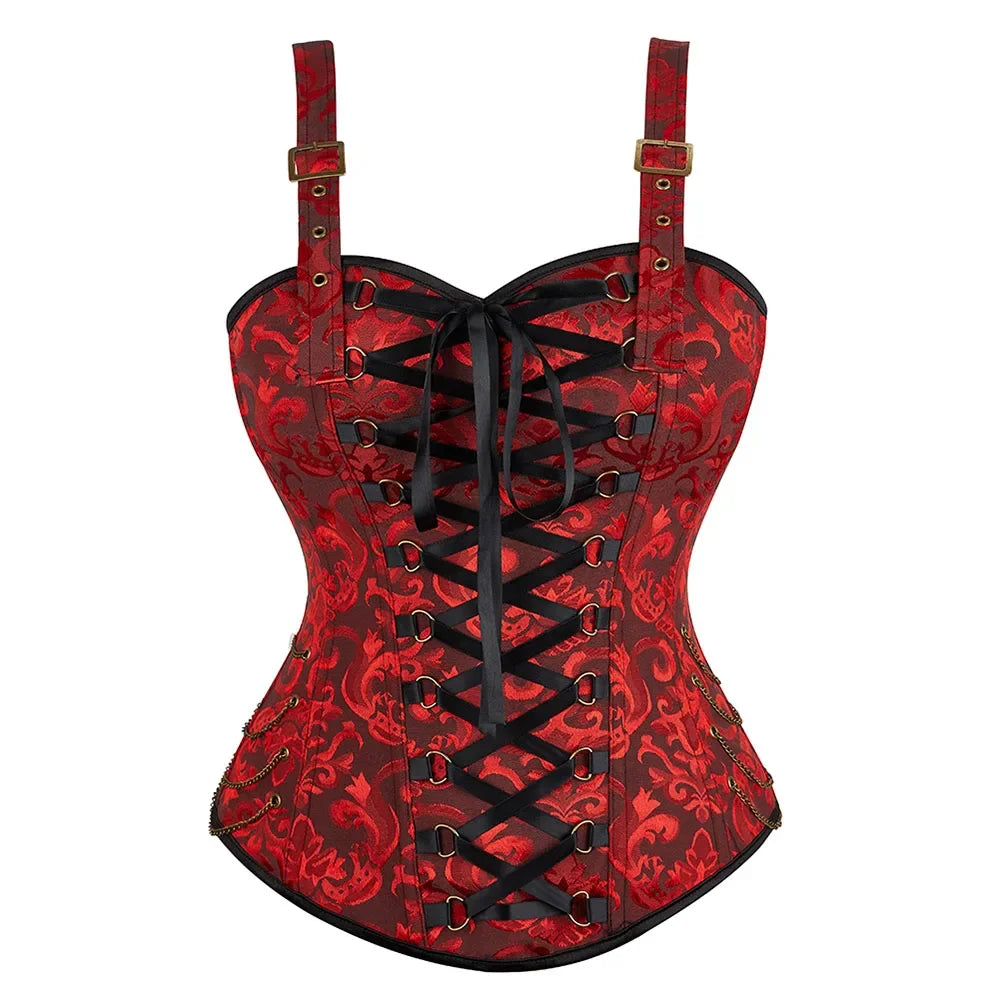 Espartilho de Pirata com Alças em Jacquard - vista principal