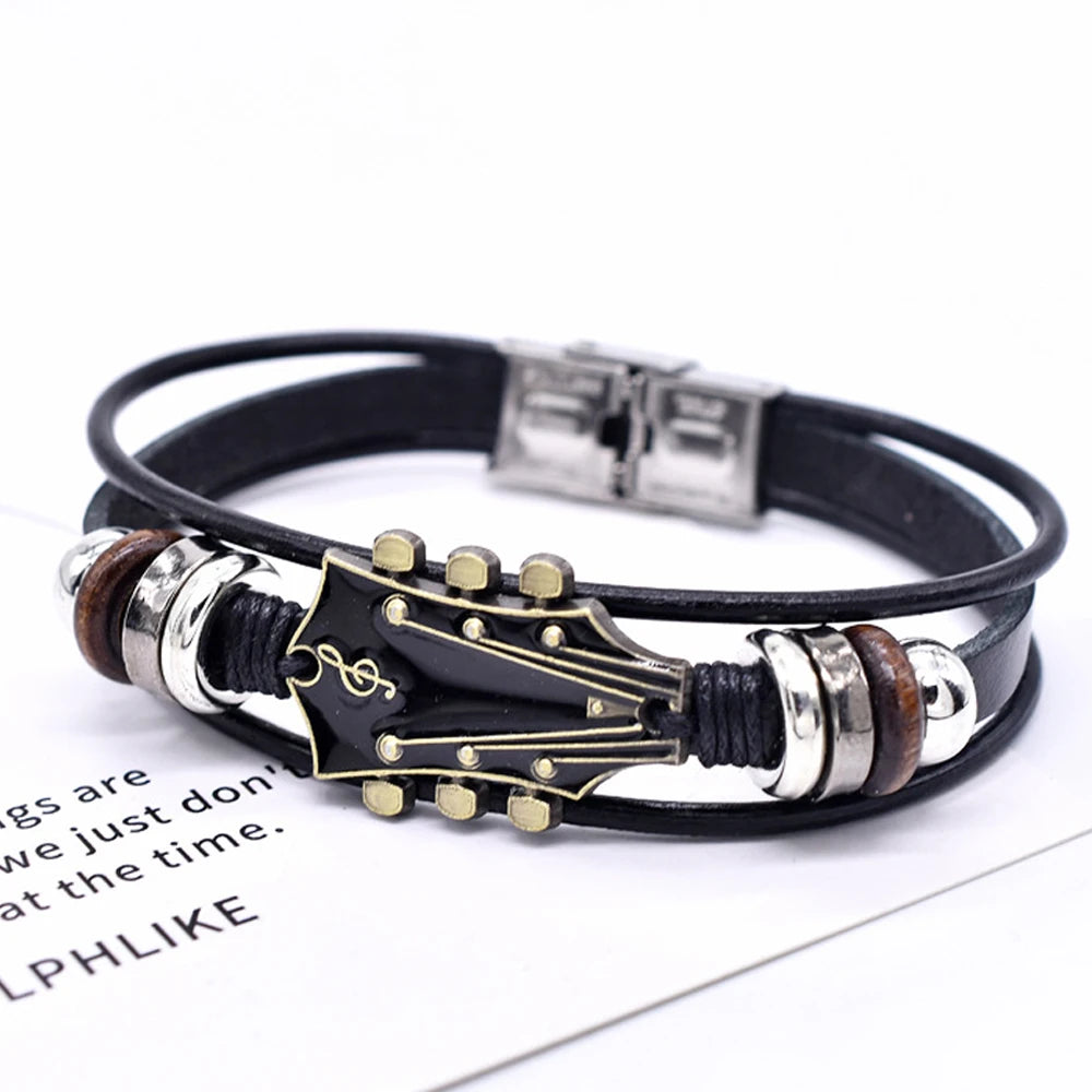 Bracelet Guitare Punk Rock en Similicuir - vue générale 9