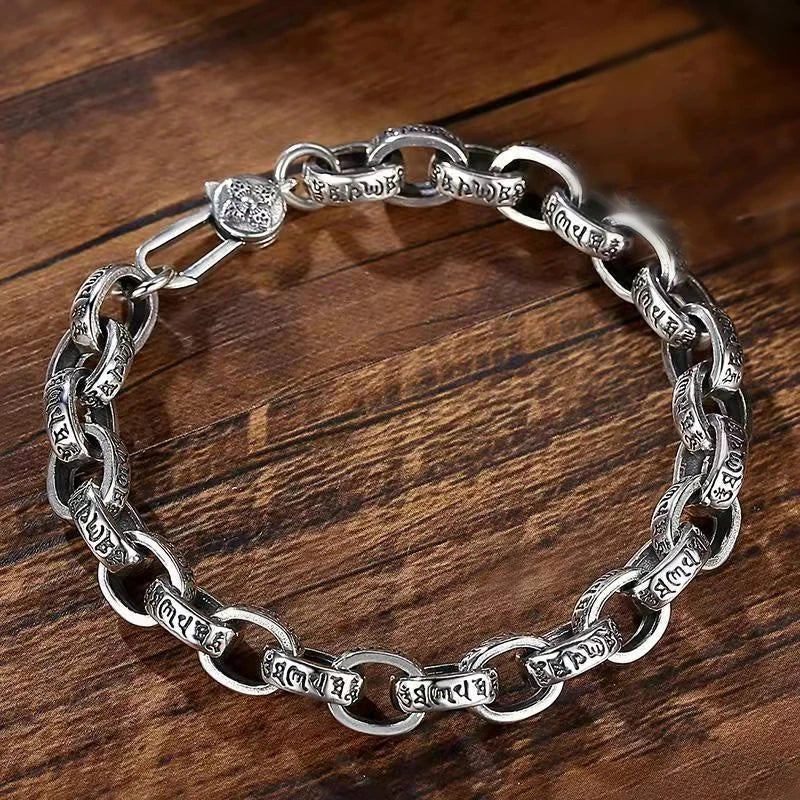 Bracelet Vajra Gravé Homme en Argent S925 - détail du motif 10