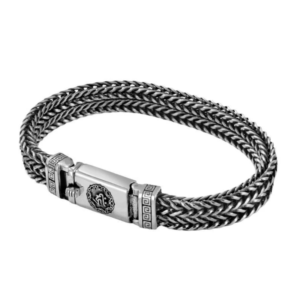 Bracelet Lion Tressé Homme en Argent S925 - détail de la matière 13