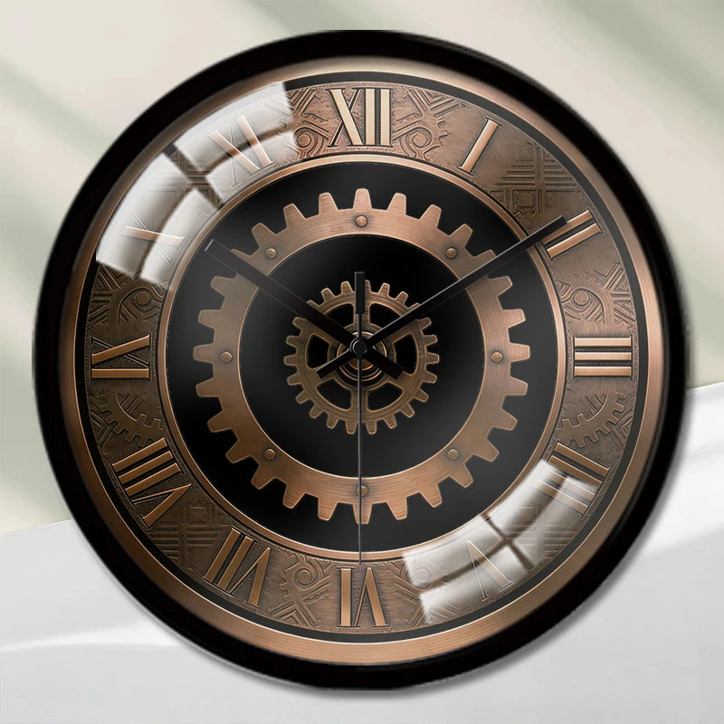 Horloge Engrenages Bronze - Cadran Steampunk - vue générale 1