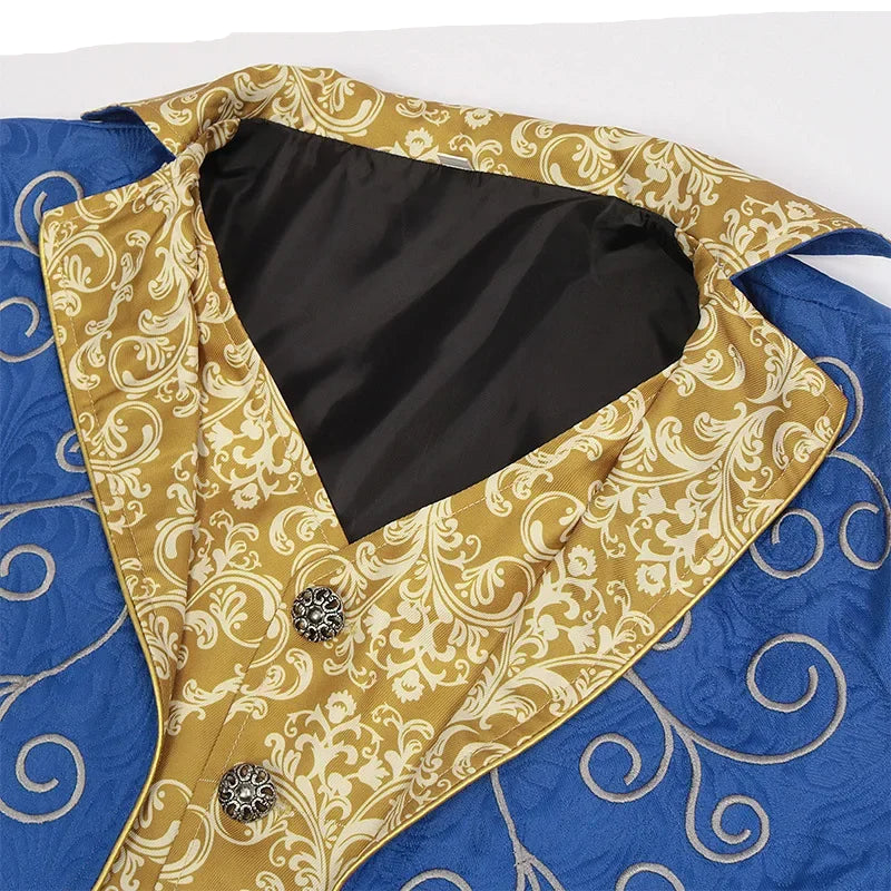 Redingote Bleue Homme - Broderies Or Victoriennes - détail 4