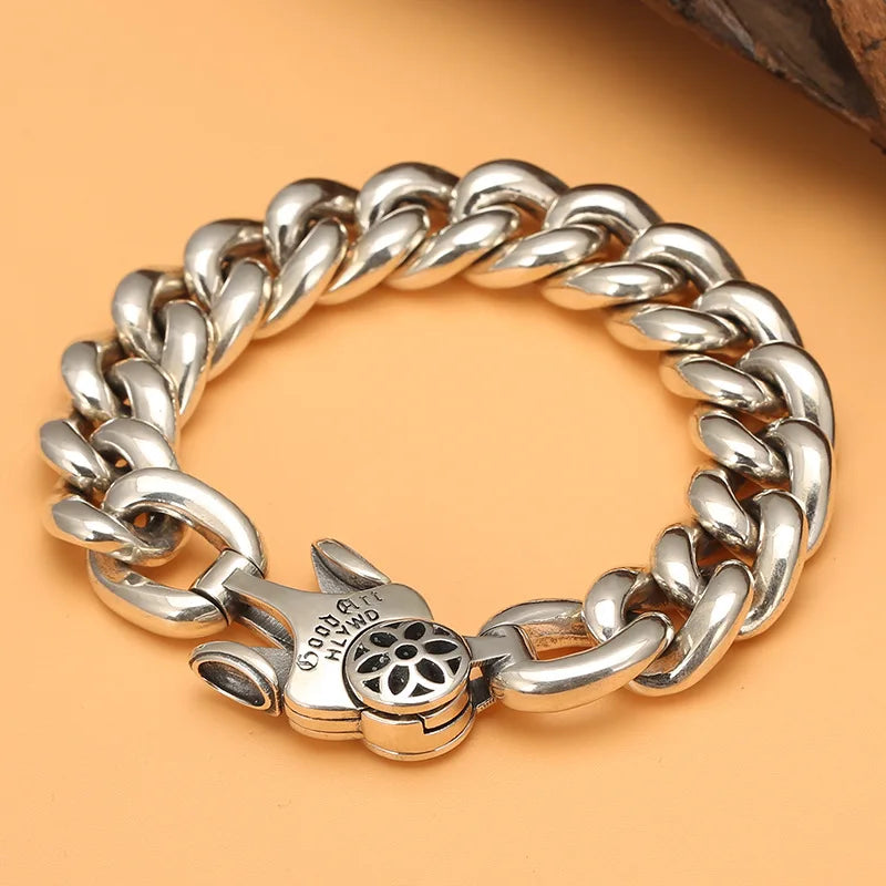 Bracelet Cubain Fleur de Cerisier en Argent S925 - porté au poignet 28
