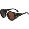 Lunettes Steampunk Cuir Riveté - Rondes Rétro