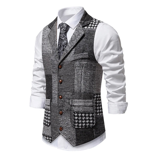 Chaleco de retales para hombre - Tweed vintage