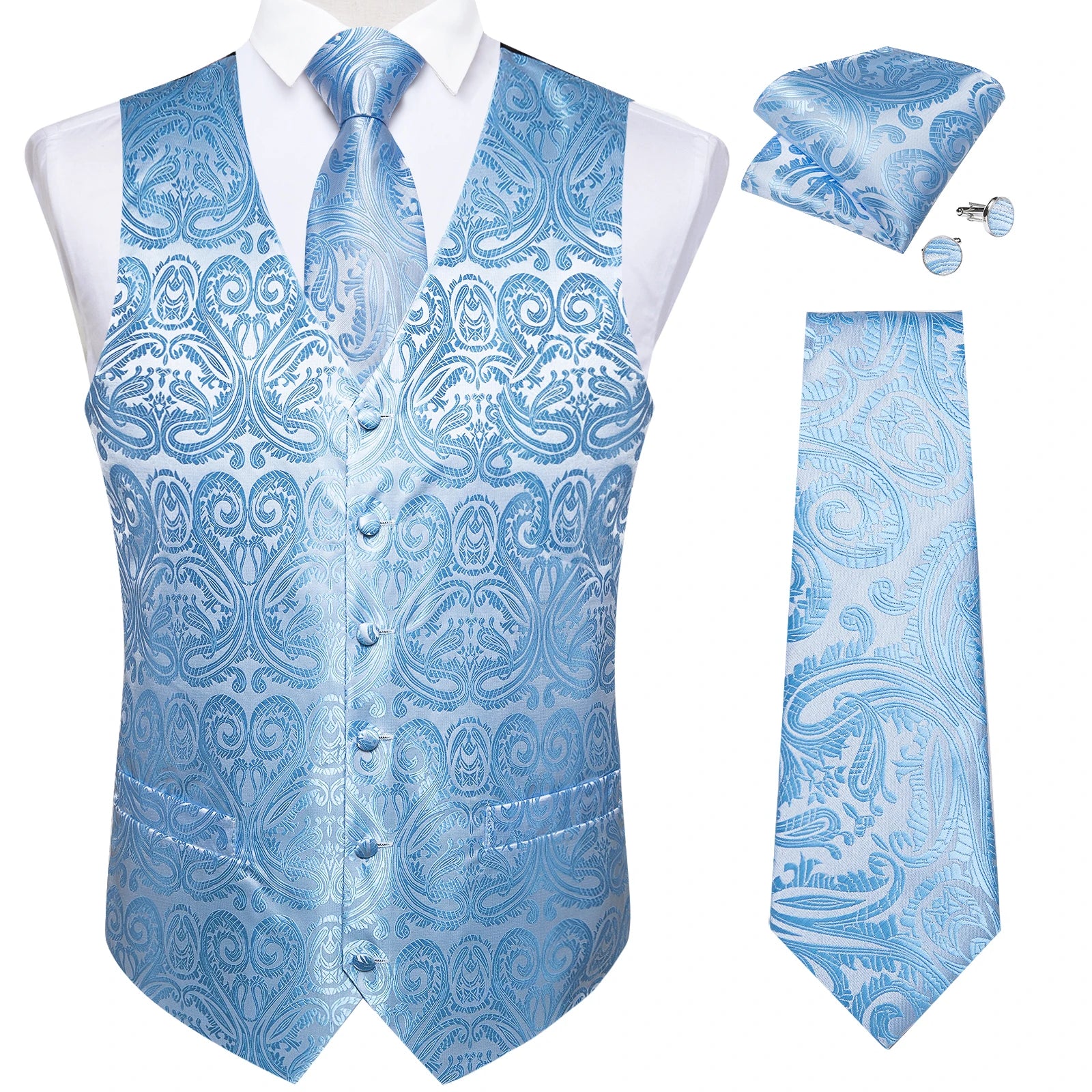 Gilet Paisley Homme - Jacquard Coloré - détail 23