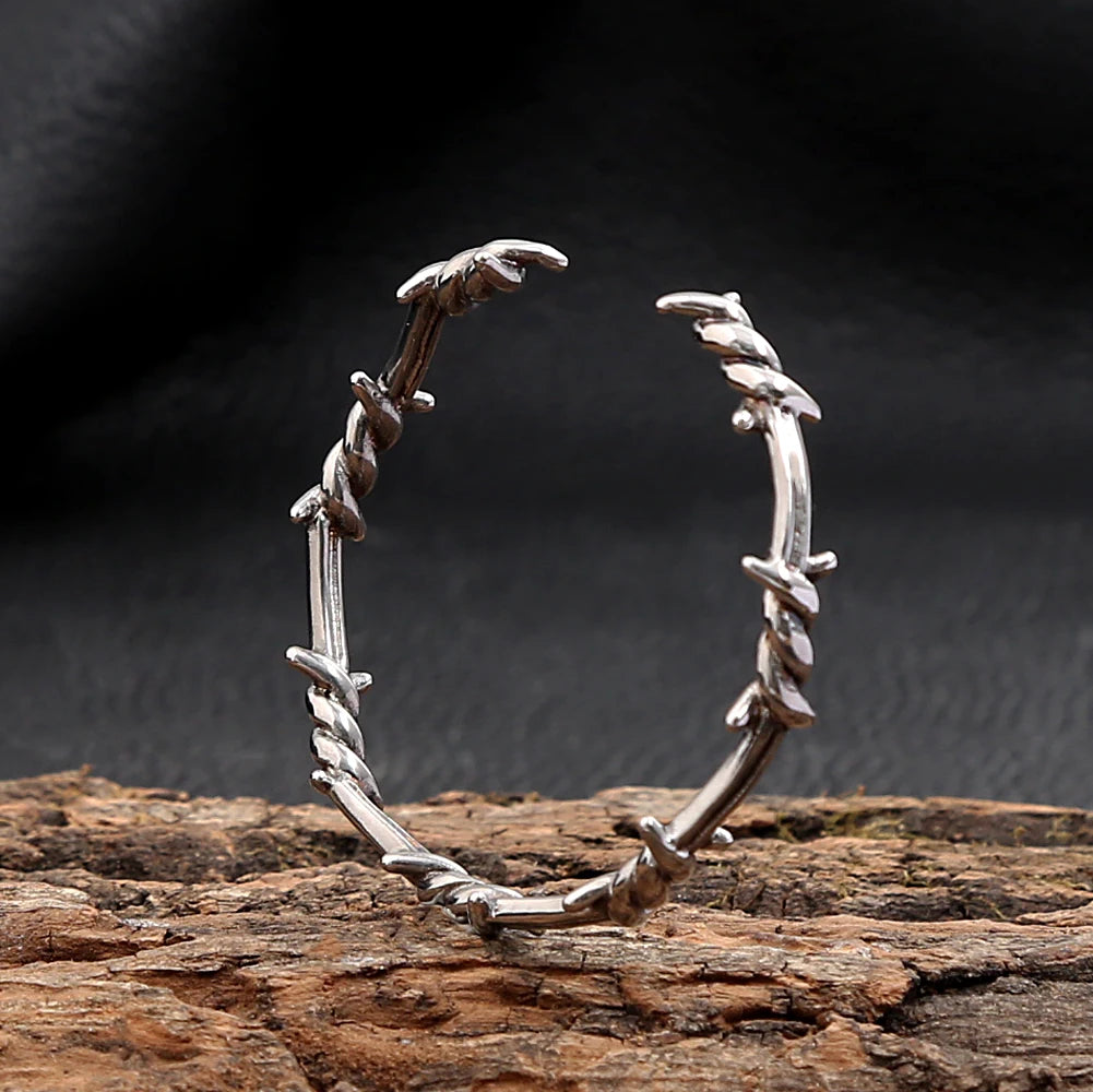 Bracelet Barbelé Homme - Jonc Punk en Acier - vue de profil 6
