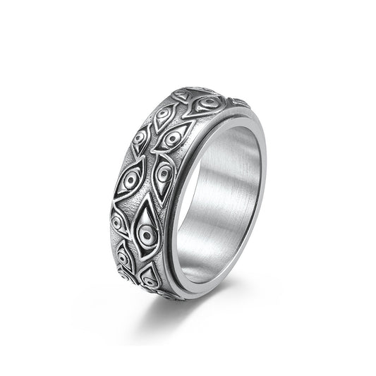 Bague Rotative Homme - Anneau Punk Gravé