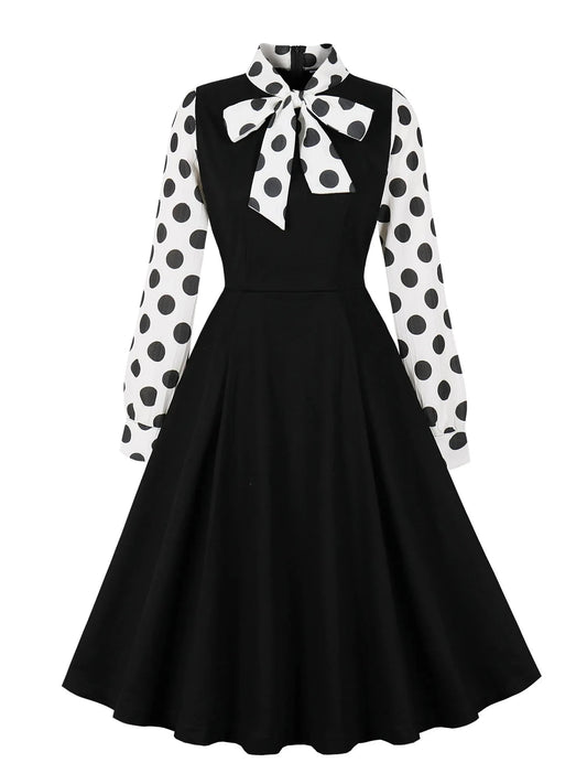 Vintage Black and White Polka Dot Dress