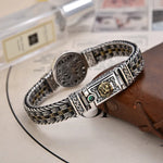 Bracelet Lion et Rotin Homme en Argent S925 - Vignette | Steampunk Store