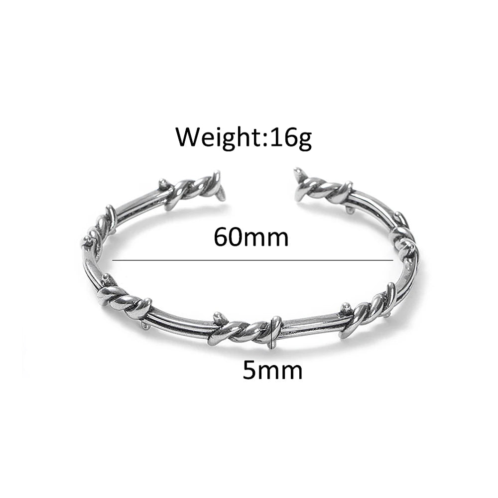 Bracelet Barbelé Homme - Jonc Punk en Acier - finition et reliefs 7
