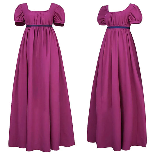 Robe de Régence Victorienne - Costume Bal Empire à Manches Bouffantes
