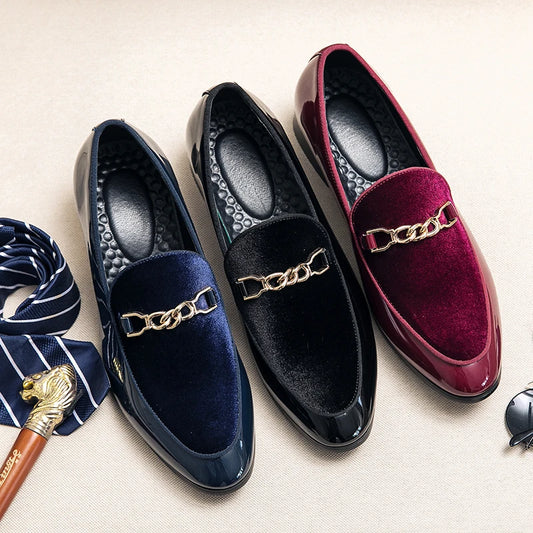 Mocassins Dandy Homem - Veludo e Fivela Dourada
