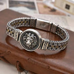 Bracelet Lion et Rotin Homme en Argent S925 - Vignette | Steampunk Store