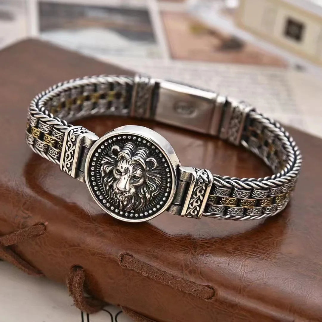 Bracelet Lion et Rotin Homme en Argent S925 - détail du motif 10