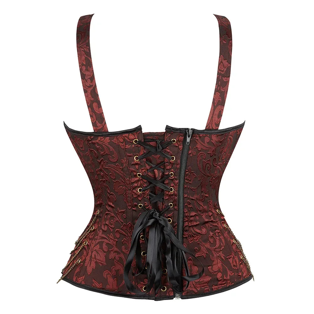 Espartilho de Pirata com Alças em Jacquard - detalhe 3