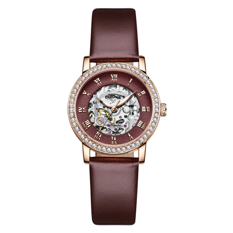Damen-Skelettuhr mit römischen Ziffern - Victoria - blaues Armband 27