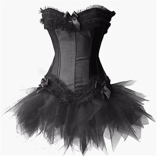 Abito Burlesque Donna con Corsetto e Tutù - Raso e Tulle
